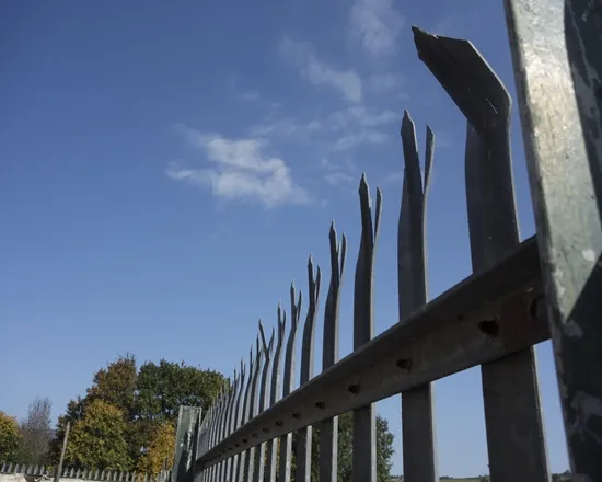 High-security D type steel palisade fence.